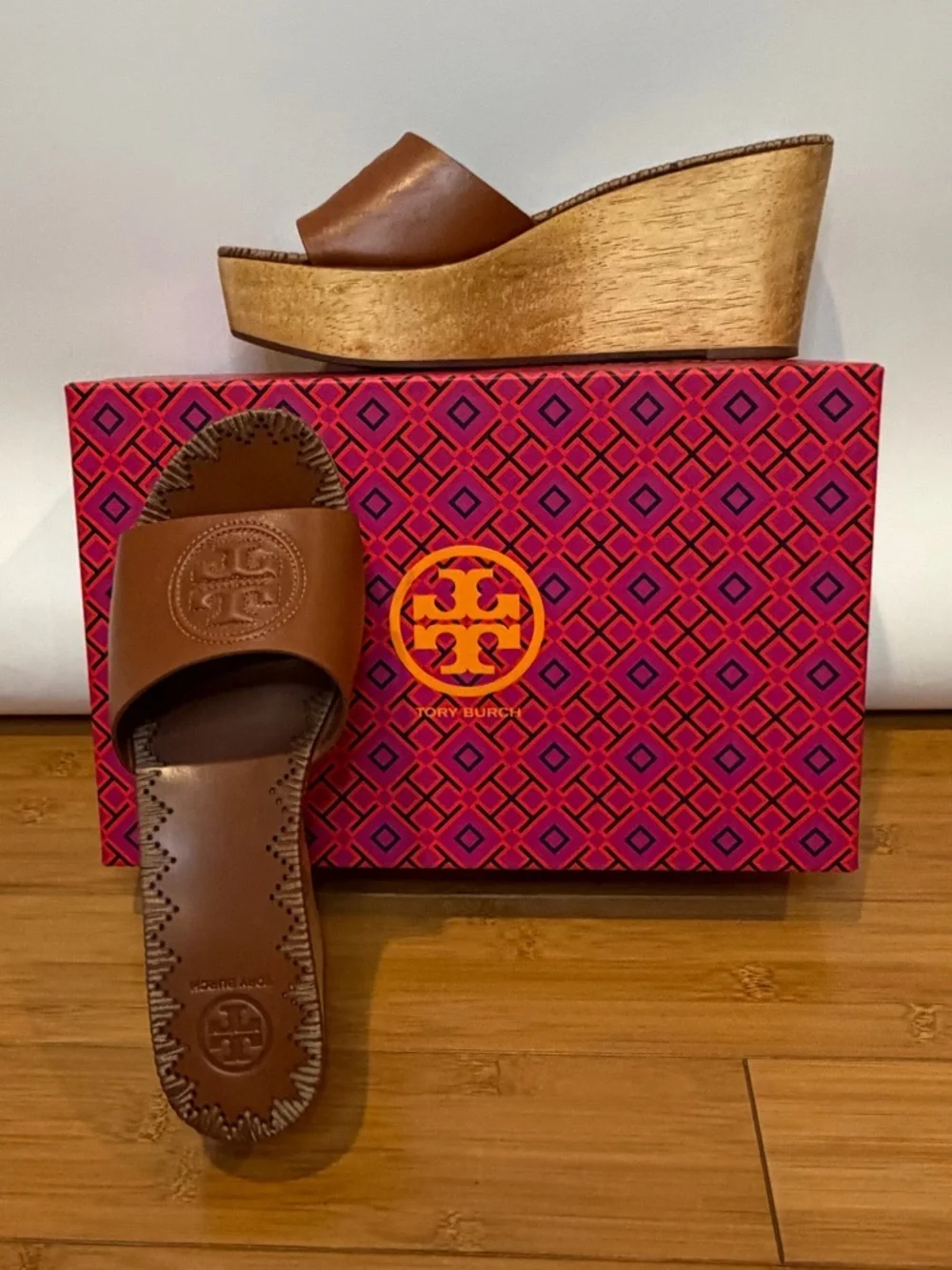 *Tory Burch* Patty Logo Platform Wedge Sandals Size 8